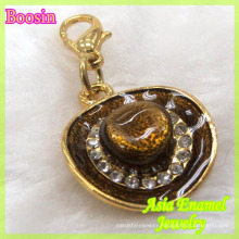 Hot Sale Alloy Gold Enamel Cowboy Hat Charm